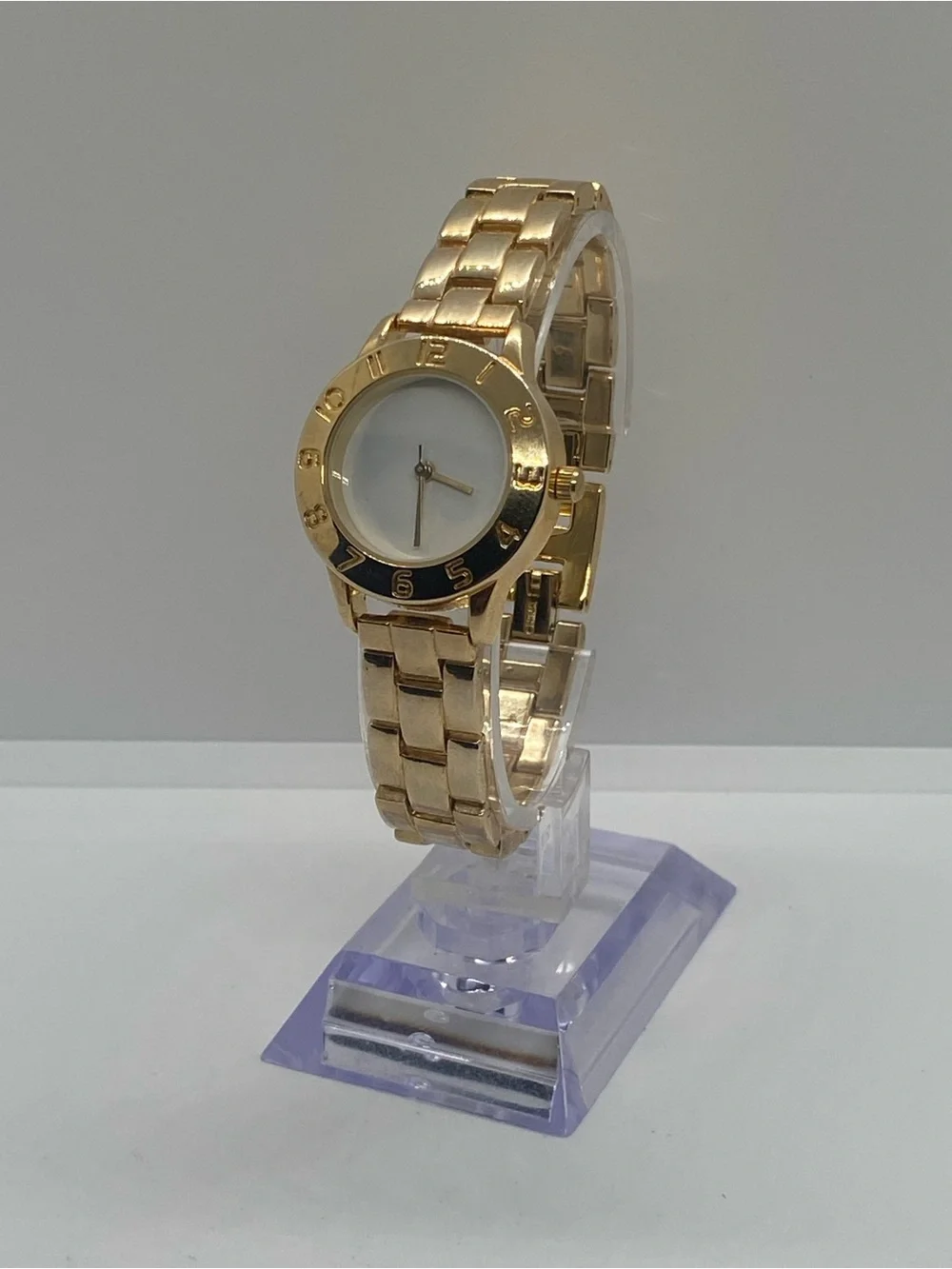 Gold Tone Ladies Quartz Bracelet Watch with White Dial